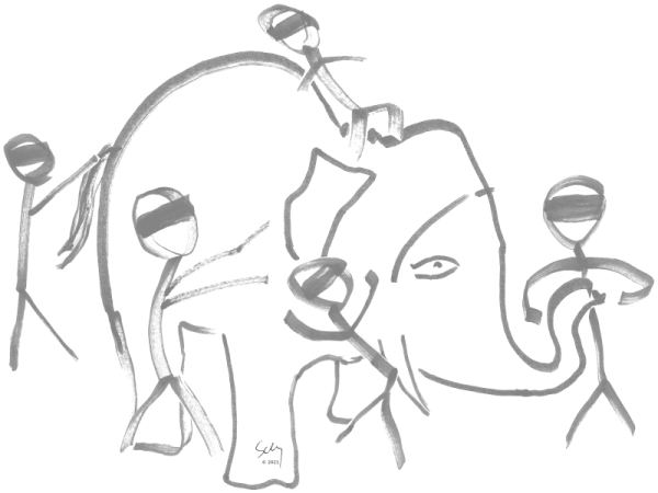 Blind monks investigate an elephant